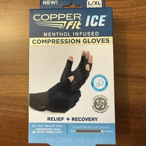 Copper Fit Ice Menthol Infused Compression Gloves Size L/Xl Black. Brand New